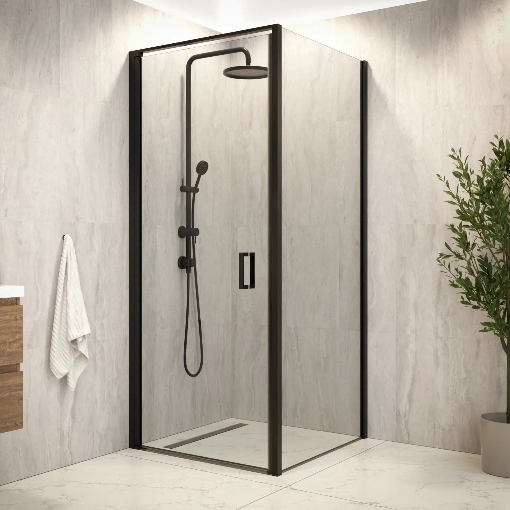 Duschkabin Vela - 90 x 200 - Svart