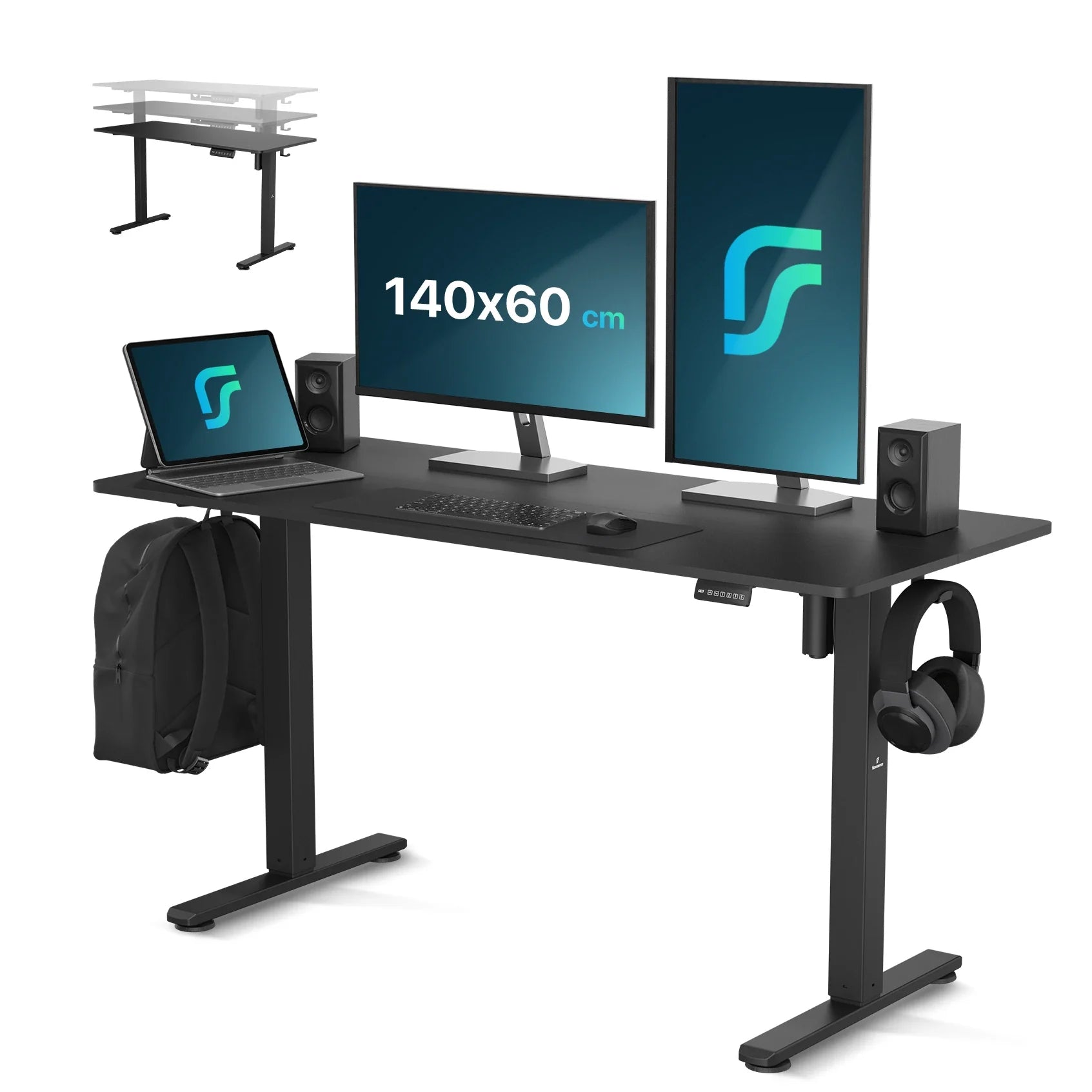 Flowsense Zit Sta Bureau - Verstelbaar Elektrisch Bureau - 140 x 60 cm