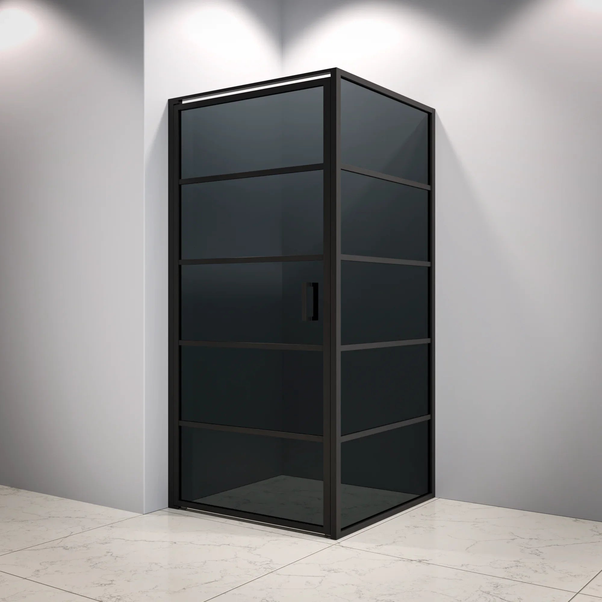 Duschvägg Oris - 90 x 200 - Svart glas - Svart