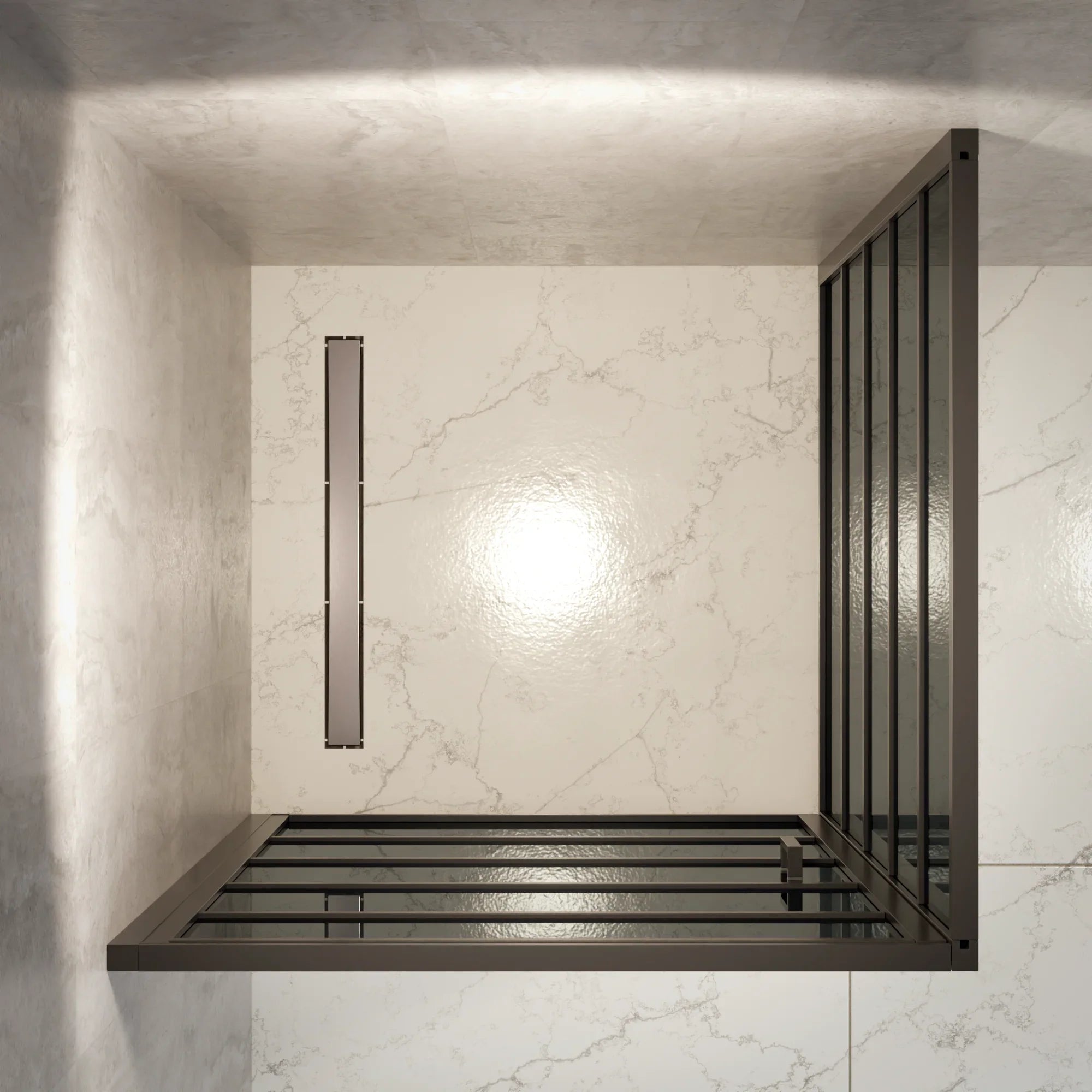 Duschvägg Oris - 90 x 200 - Svart glas - Svart