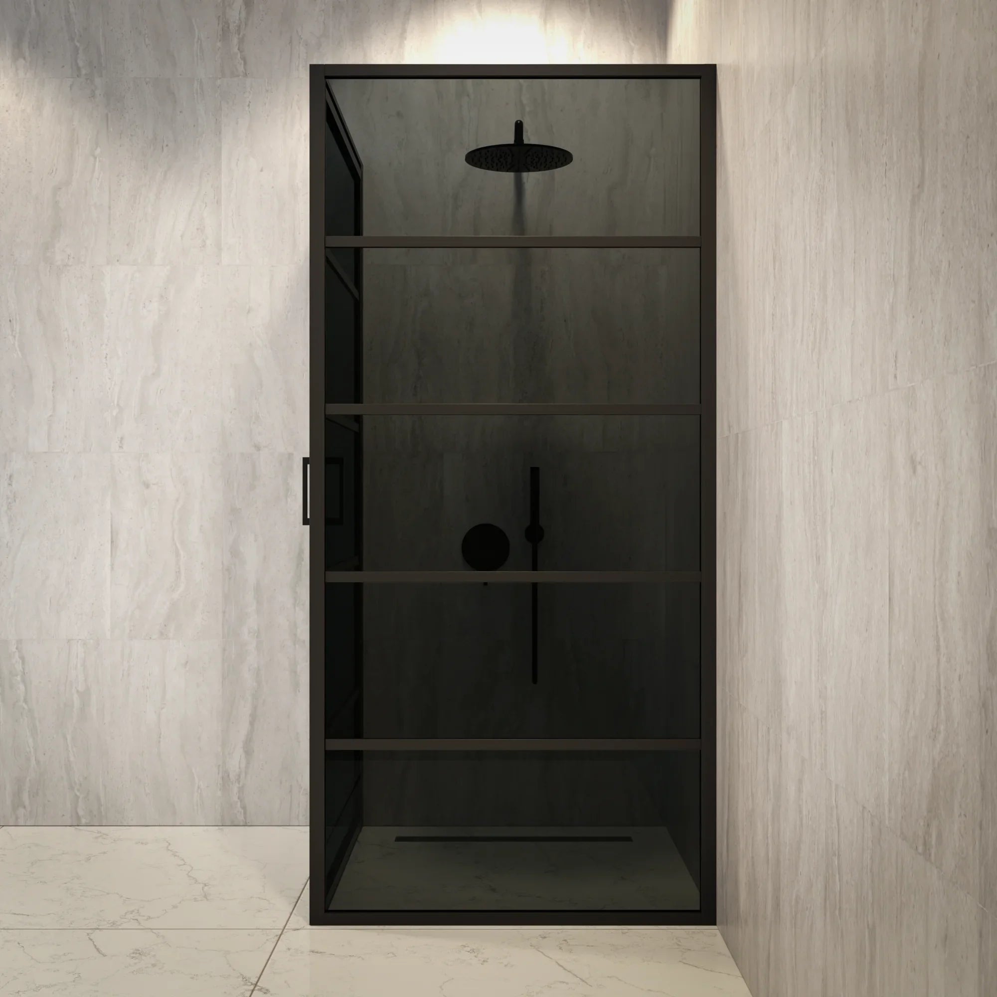 Duschvägg Oris - 90 x 200 - Svart glas - Svart