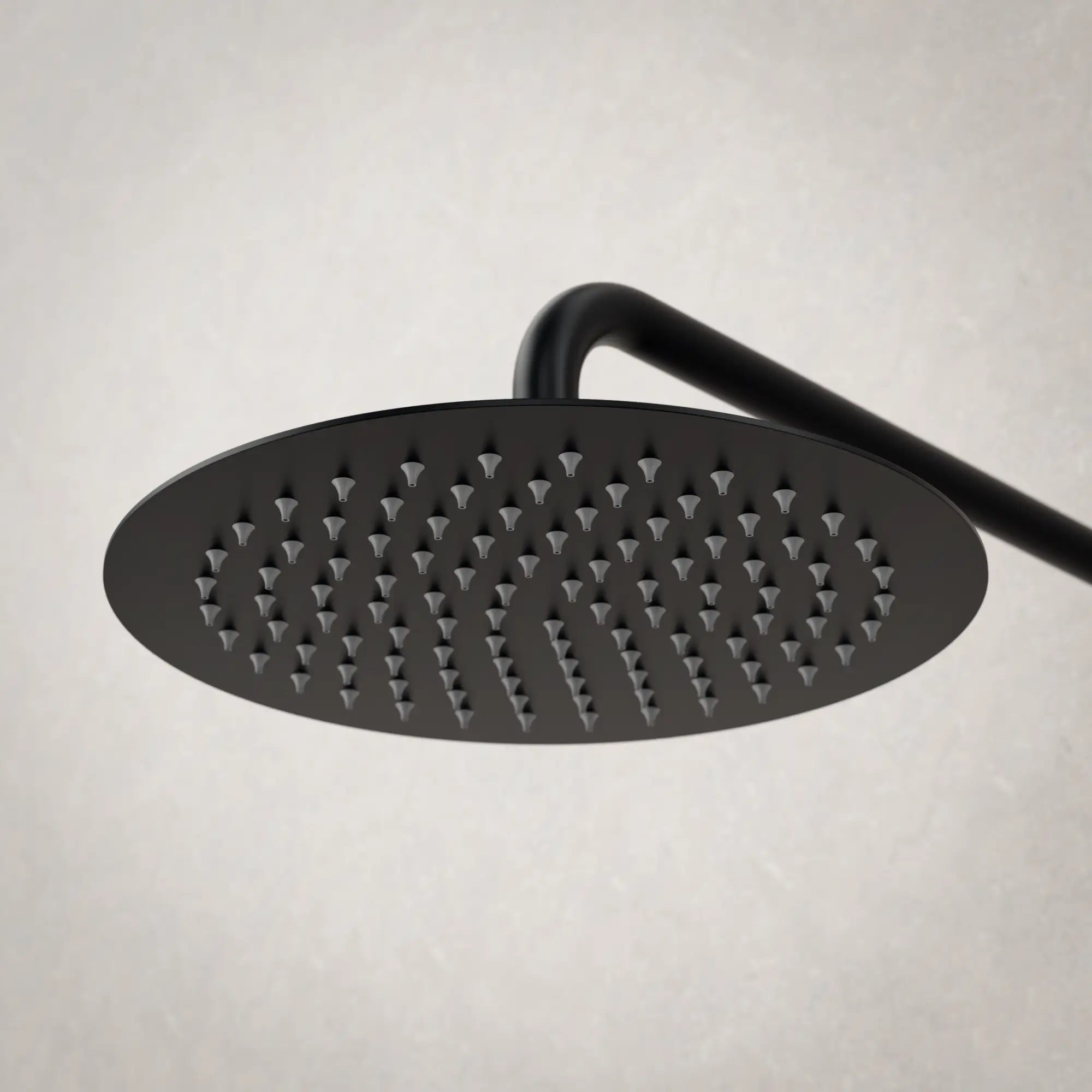 Inbyggd regndusch Riva - matt svart med termostatblandare - 25 cm - Förbeställa