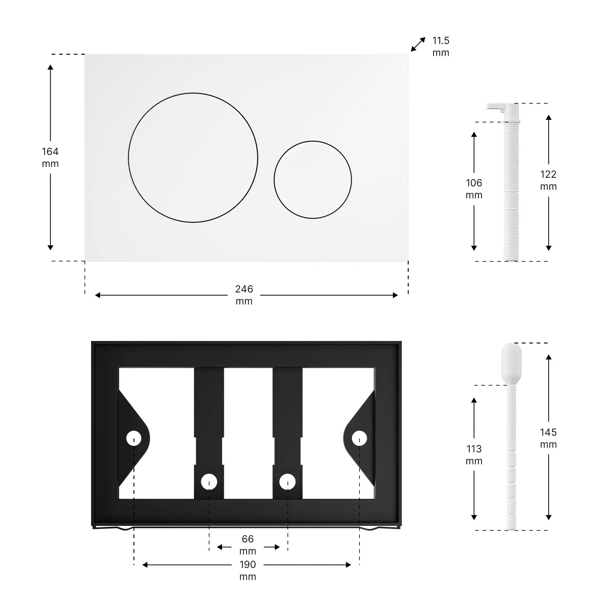 Mirlux manöverplatta - matt vit - ABS-plast DualFlush - Förbeställa