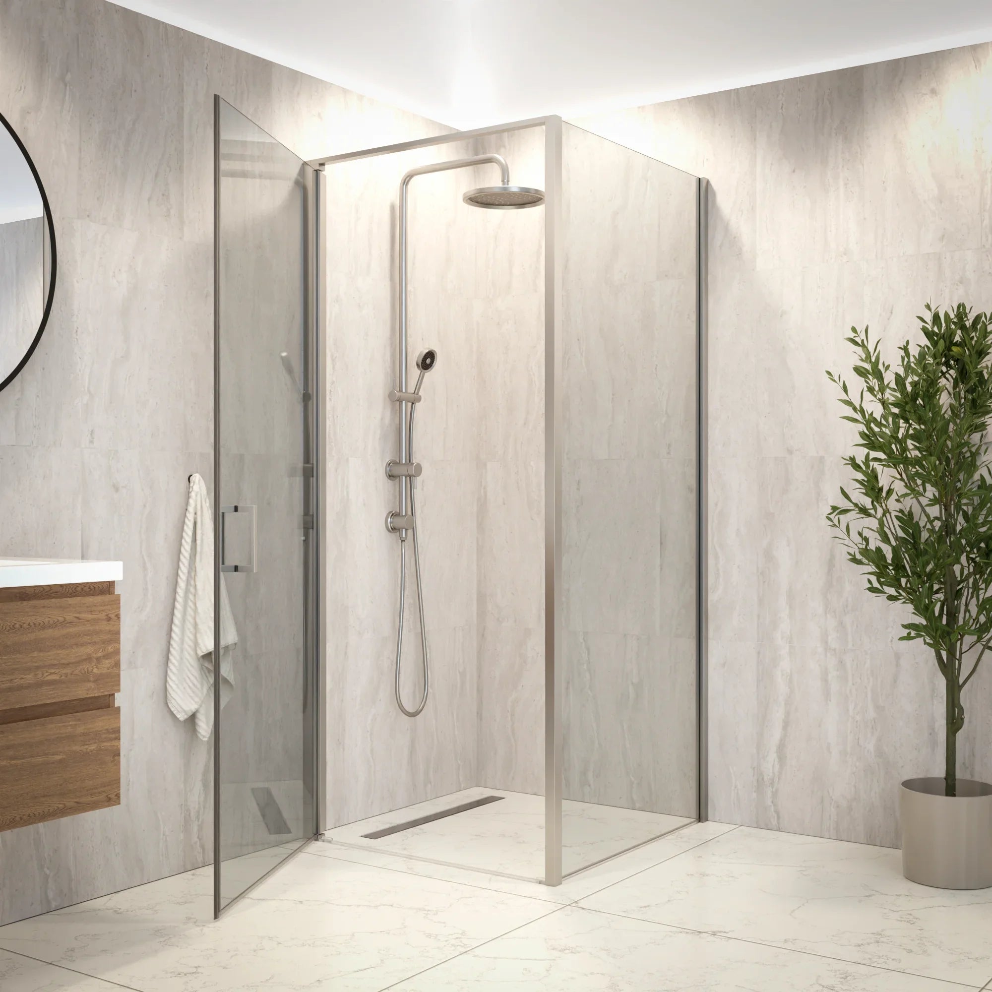 Duschkabin Vela - 90 x 200 - Krom
