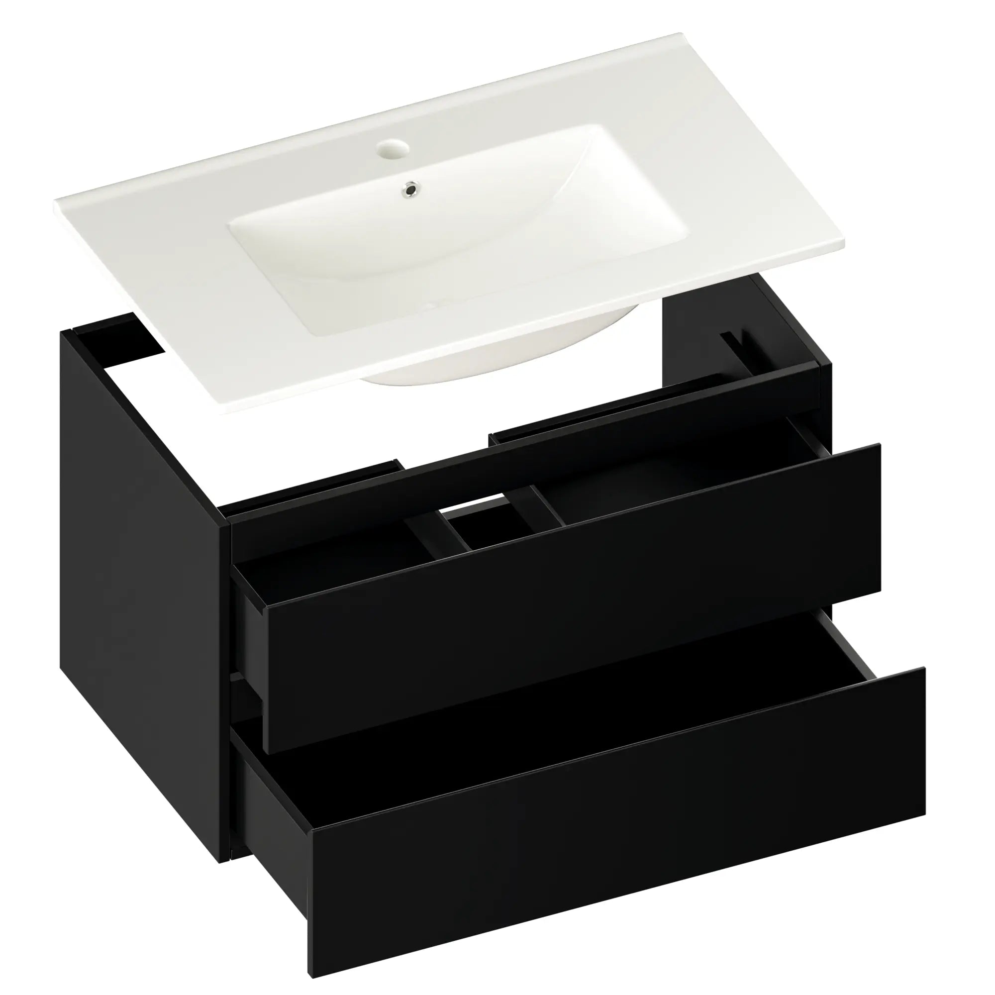 Badrumsmöbel Luma - 80 cm - Svart - Vitt tvättställ - Förbeställa