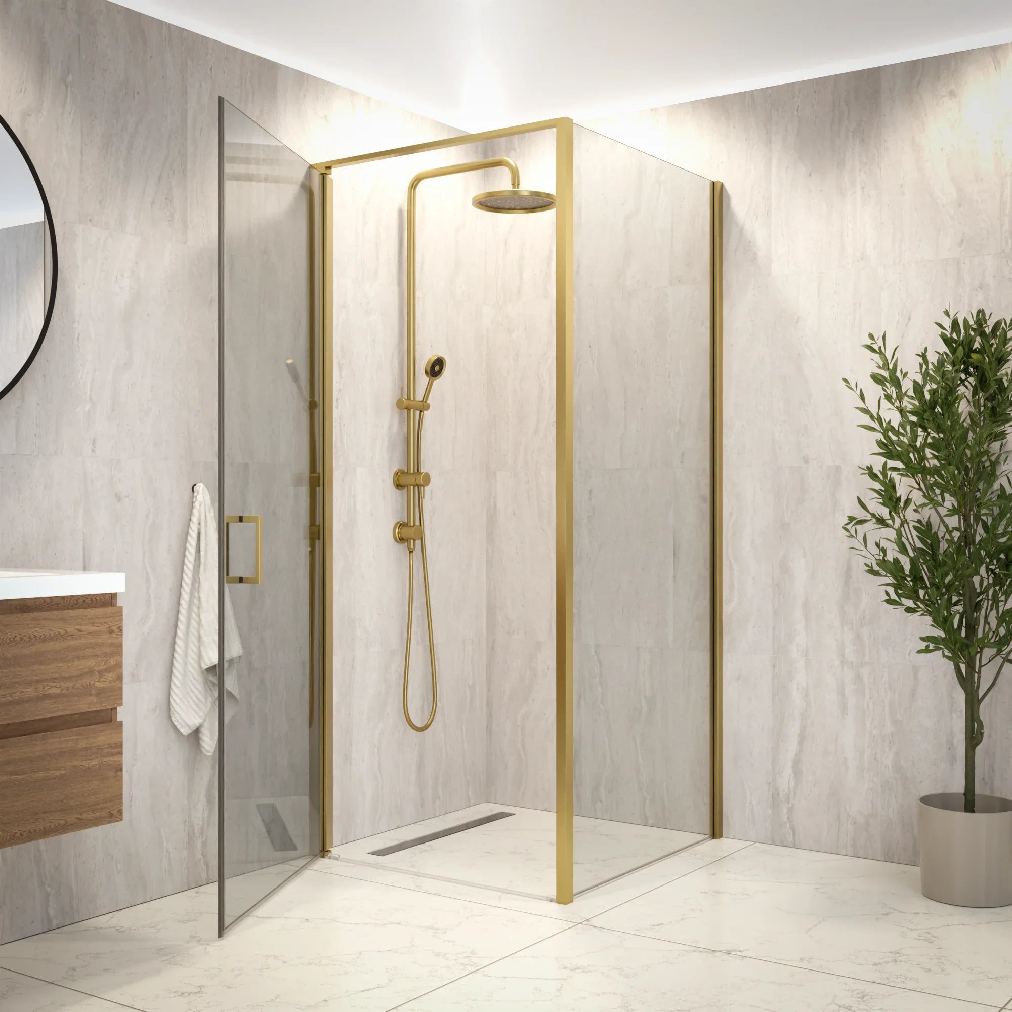 Duschkabin Vela - 90 x 200 - Guld