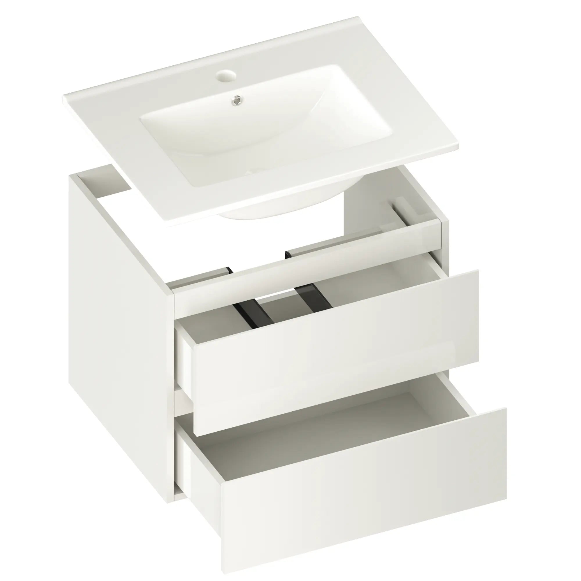 Badrumsmöbel Norvi - 60 cm - Vit - Vitt tvättställ - FÖRHANDSBESTÄLLNING - Förbeställa