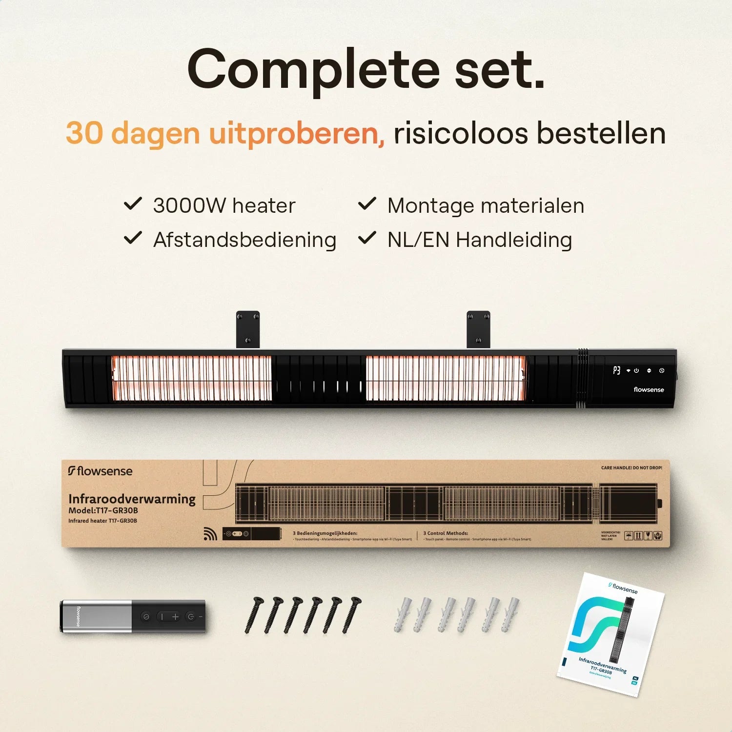 Flowsense infravärmare - Elektrisk hängande terassvärmare