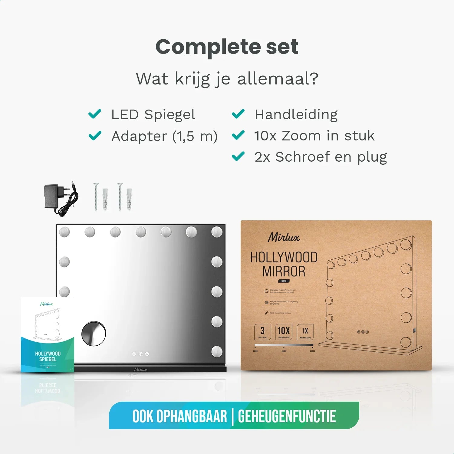 Hollywood Spiegel - Bluetooth Speakers - 58x48cm - Zwart