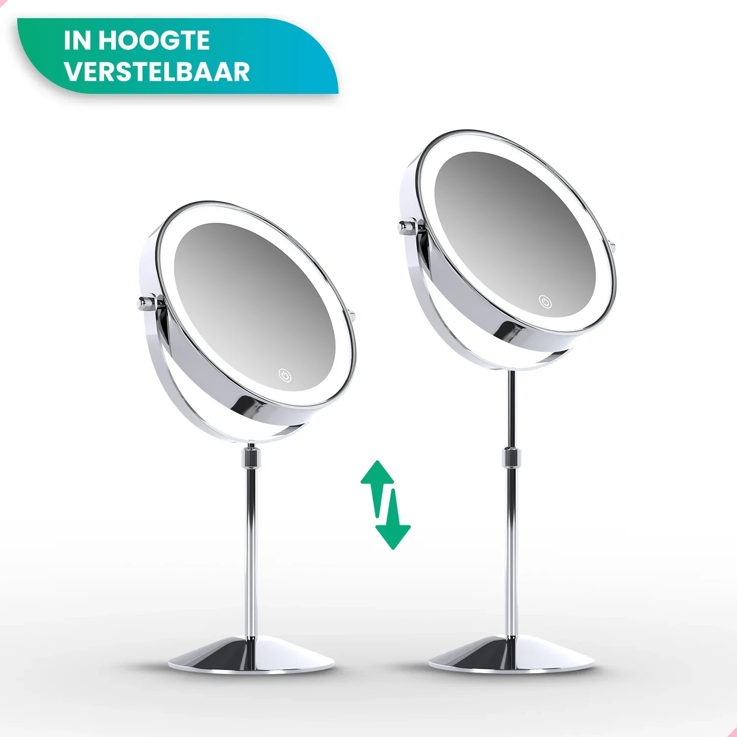 Make-Up Spiegel - Hoogte verstelbaar - Chrome - 1-10x Vergroting - Förbeställa