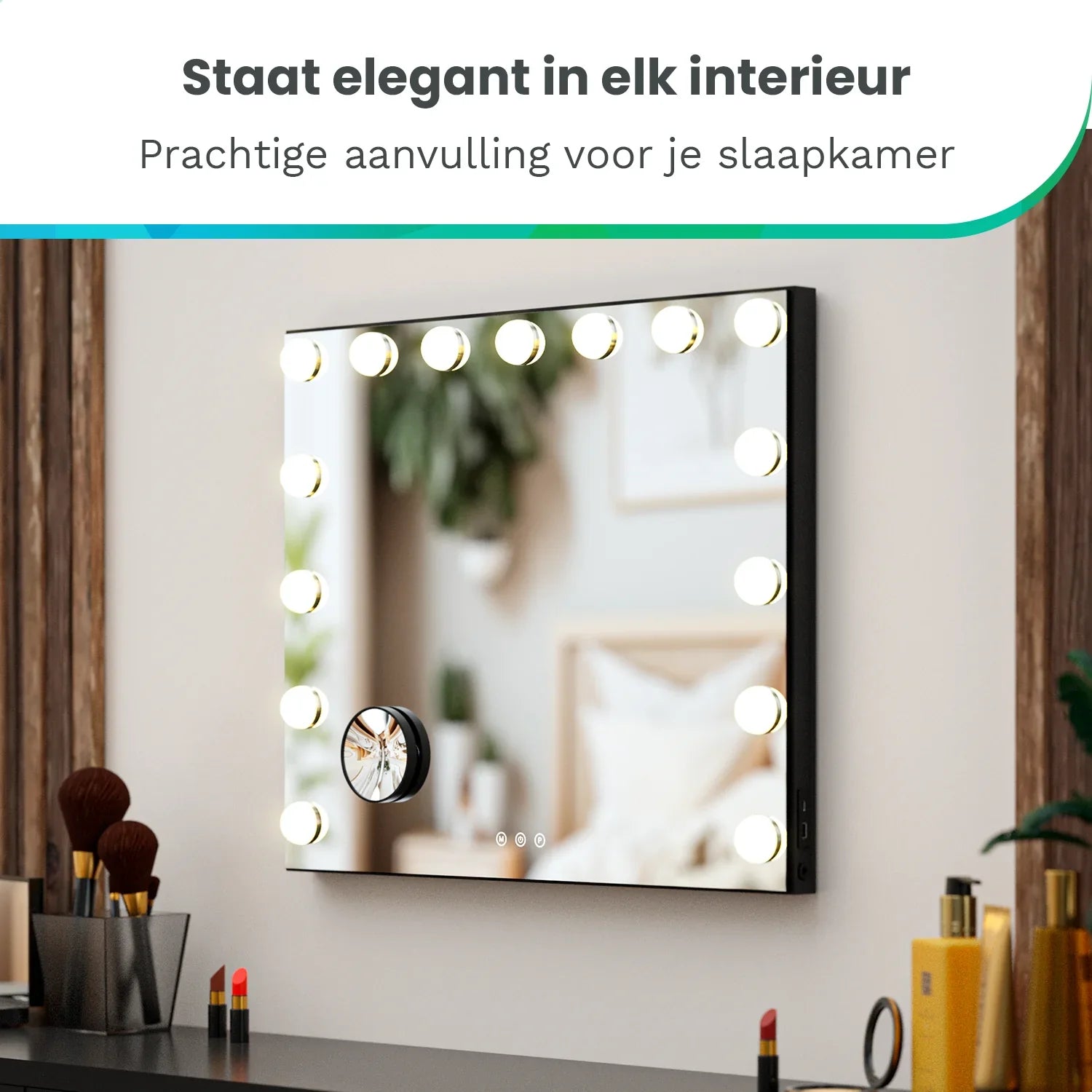 Hollywood Spiegel - Bluetooth Speakers - 58x48cm - Zwart