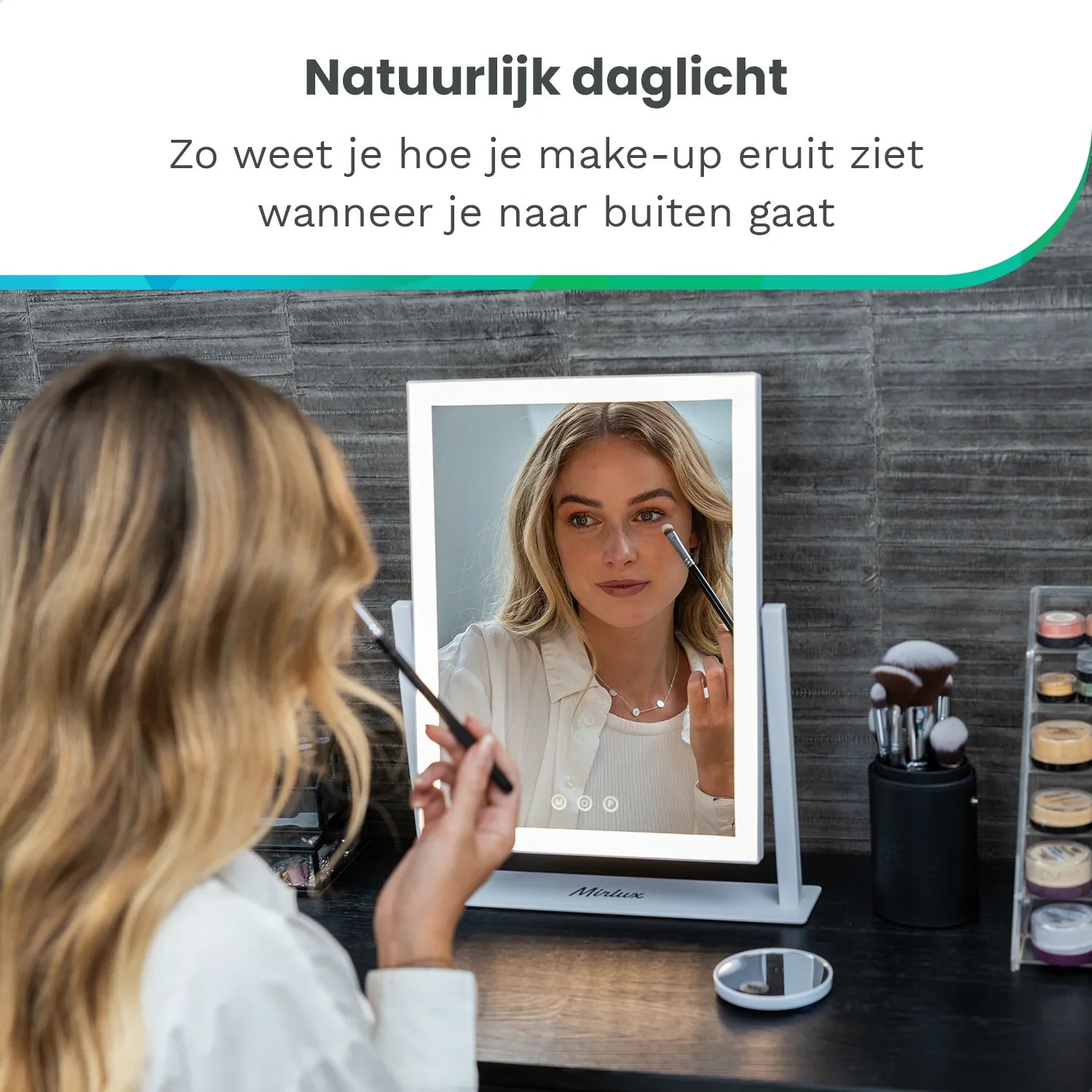 Hollywood Spegel - 44x30cm - Vit - förbeställ - Förbeställa