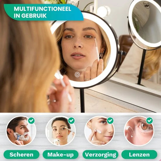 Make-Up Spiegel - Uppladdningsbar - Svart - 1-10x Förstoring