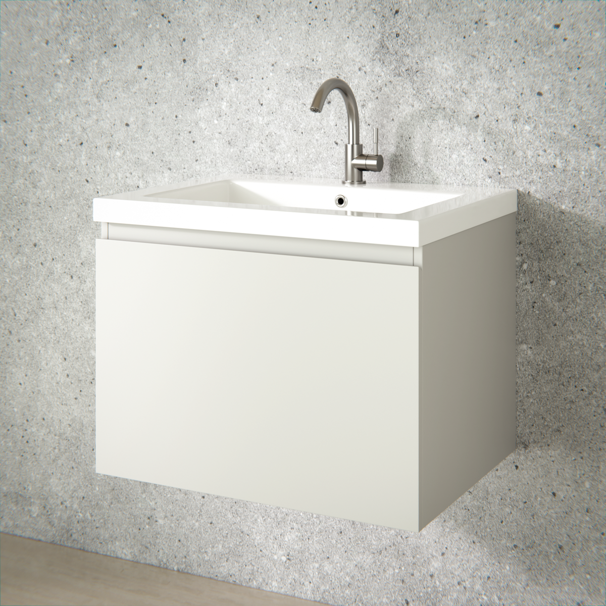 Badrumsmöbel Vino - 60 cm - Taupe - Tvättställ Vit