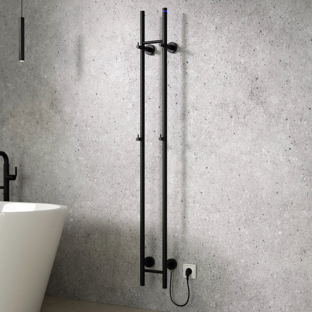 Elektrisk Handdukstork Dubbel  - 70 Watt - 150x16.8 cm - Matt svart