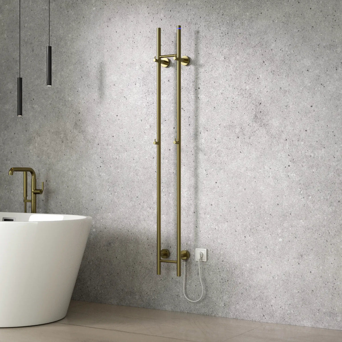 Elektrisk Handdukstork Dubbel - 70 Watt - 150x16.8 cm - Guld