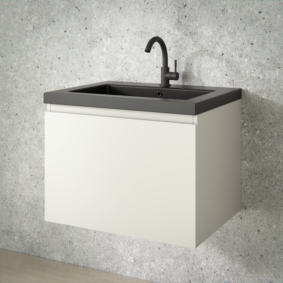 badrumsmöbel Vino - 60 cm - Taupe - tvättställ Svart