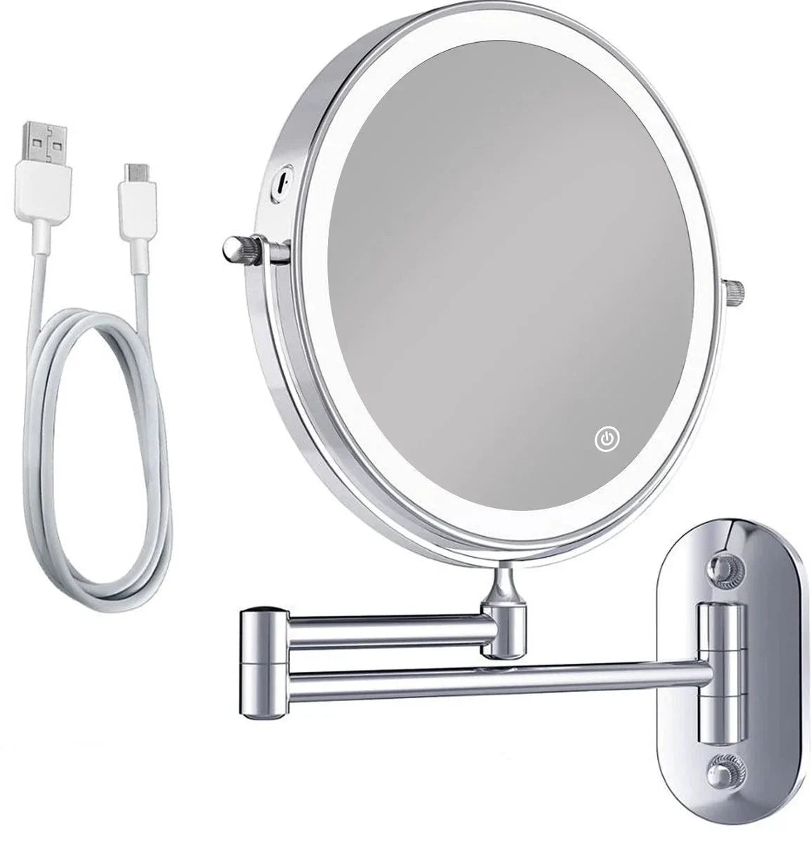 Make-Up Spiegel - Oplaadbaar - Chroom - 1-5x Vergroting