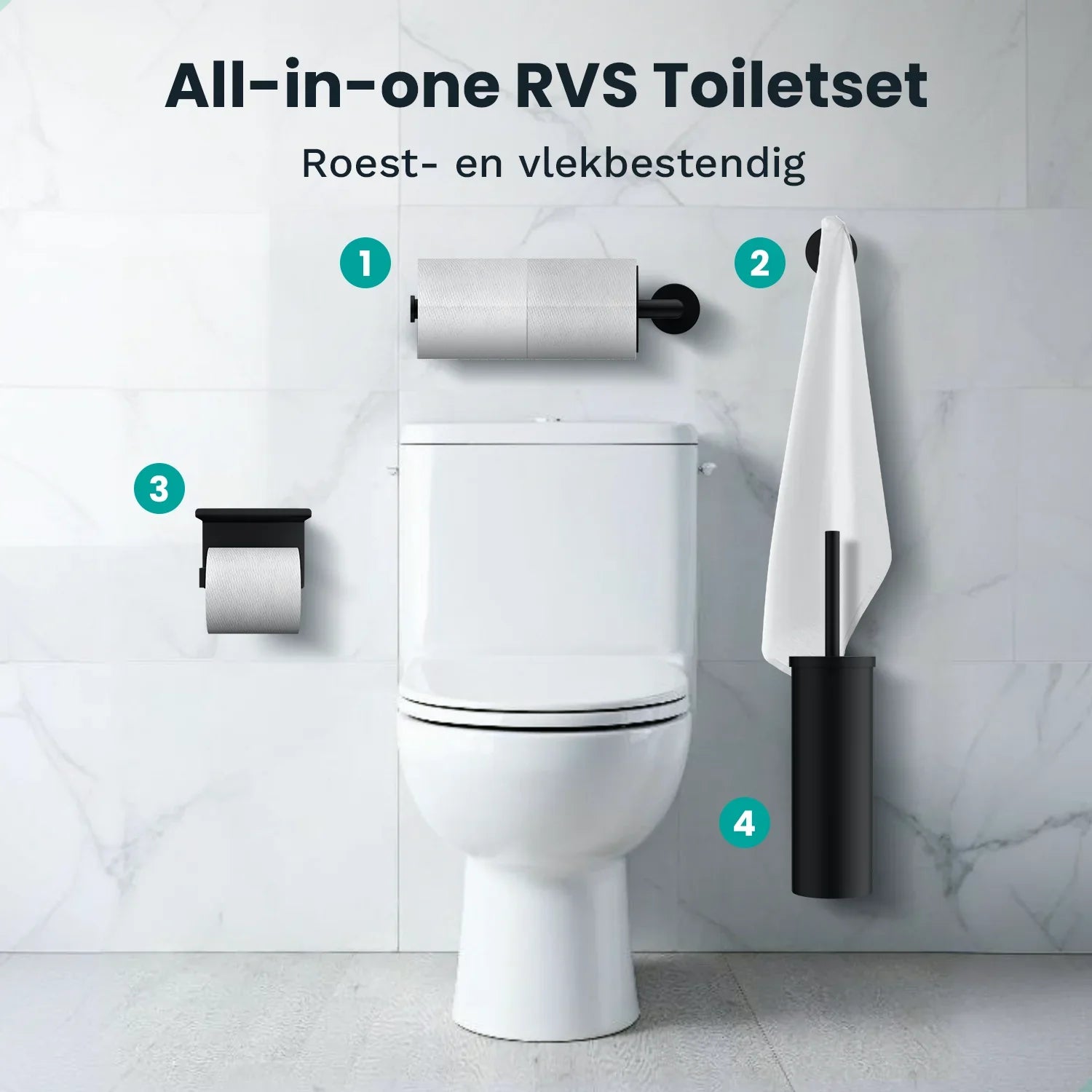 Badrumstillbehörsset - Toalett - Svart - Förbeställ