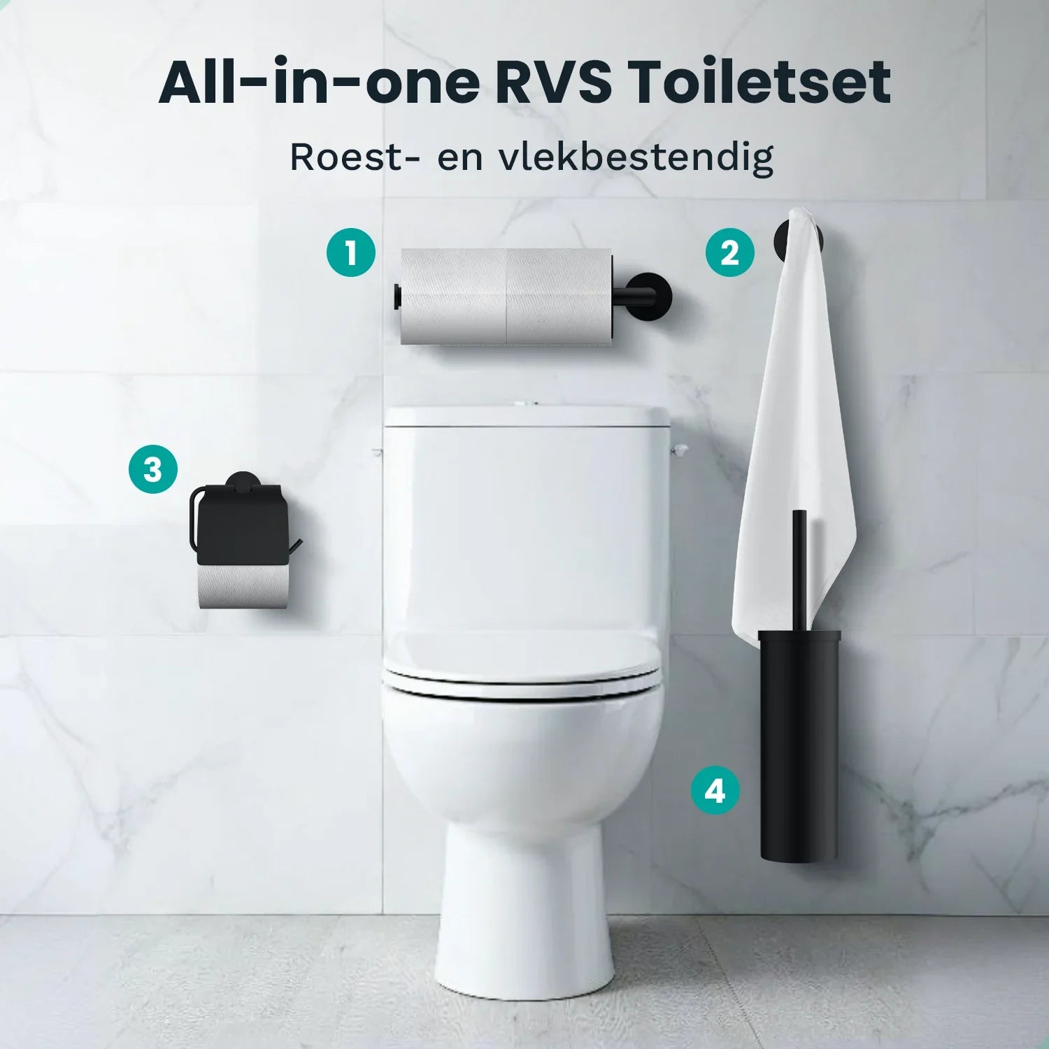 Badkameraccessoireset - WC - Zwart