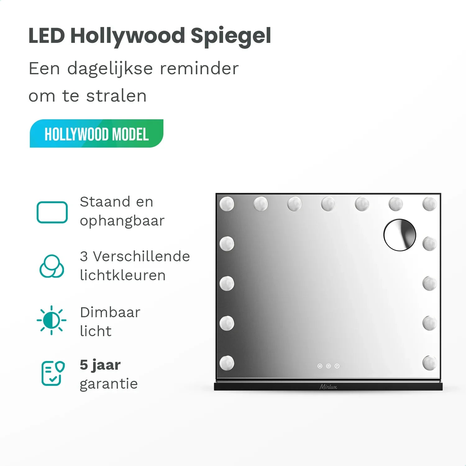 Hollywood Spiegel - Bluetooth Speakers - 58x48cm - Zwart