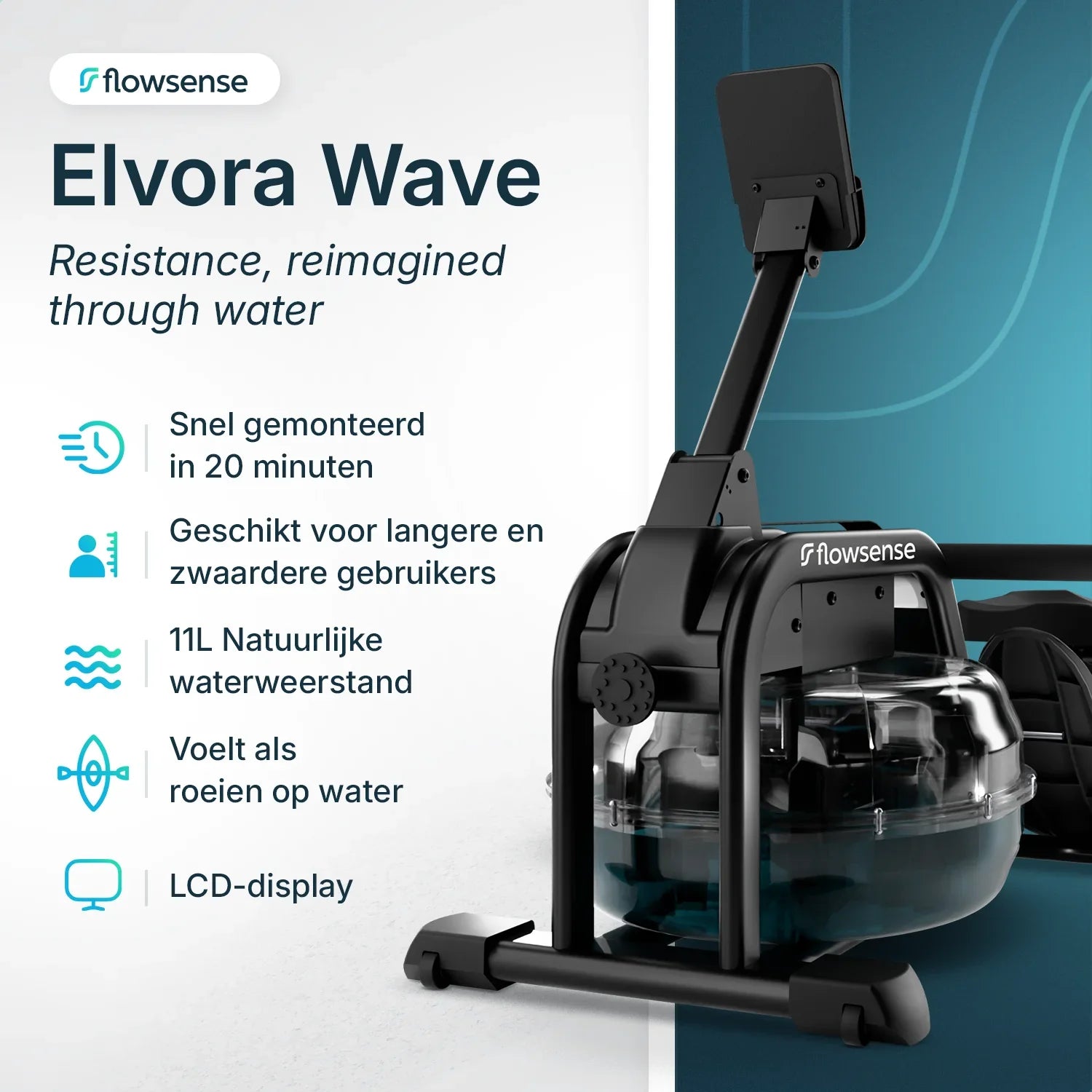Roeitrainer - Elvora Wave - Dynamische Waterweerstand