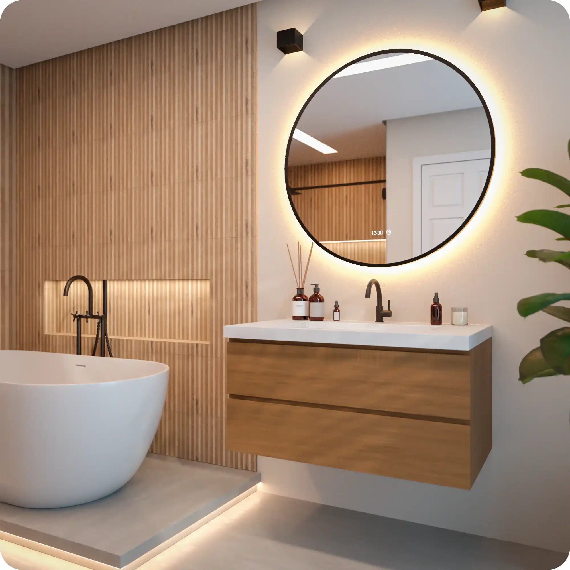 Badrumsspegel - 100cm - Svart Ram