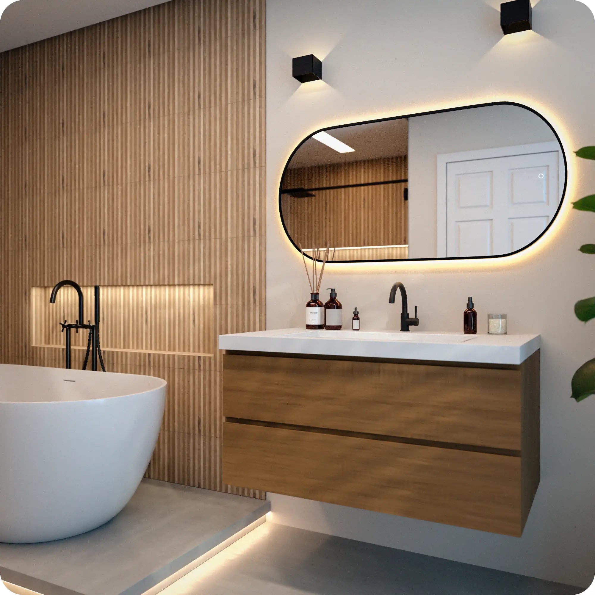 Badrumsspegel - 120x60cm Oval - Svart Ram