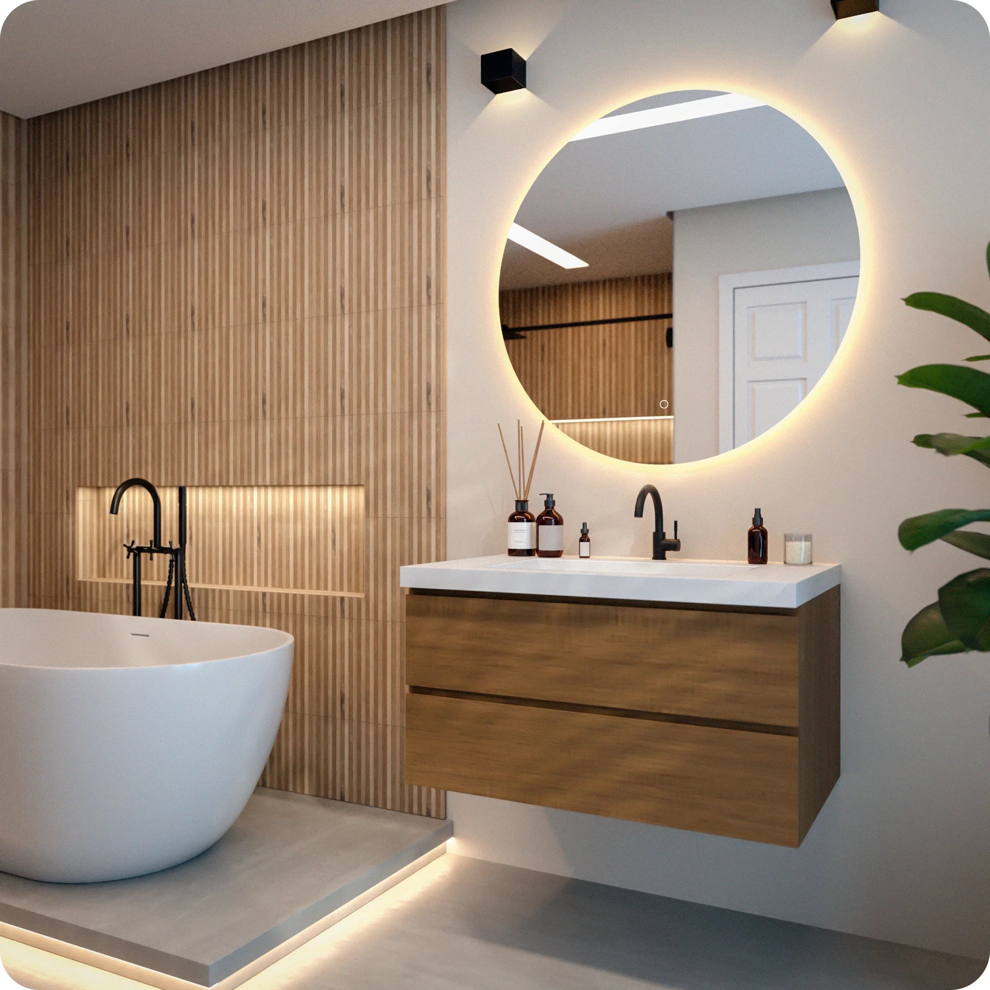 Badkamerspiegel - 100cm - Ramlös