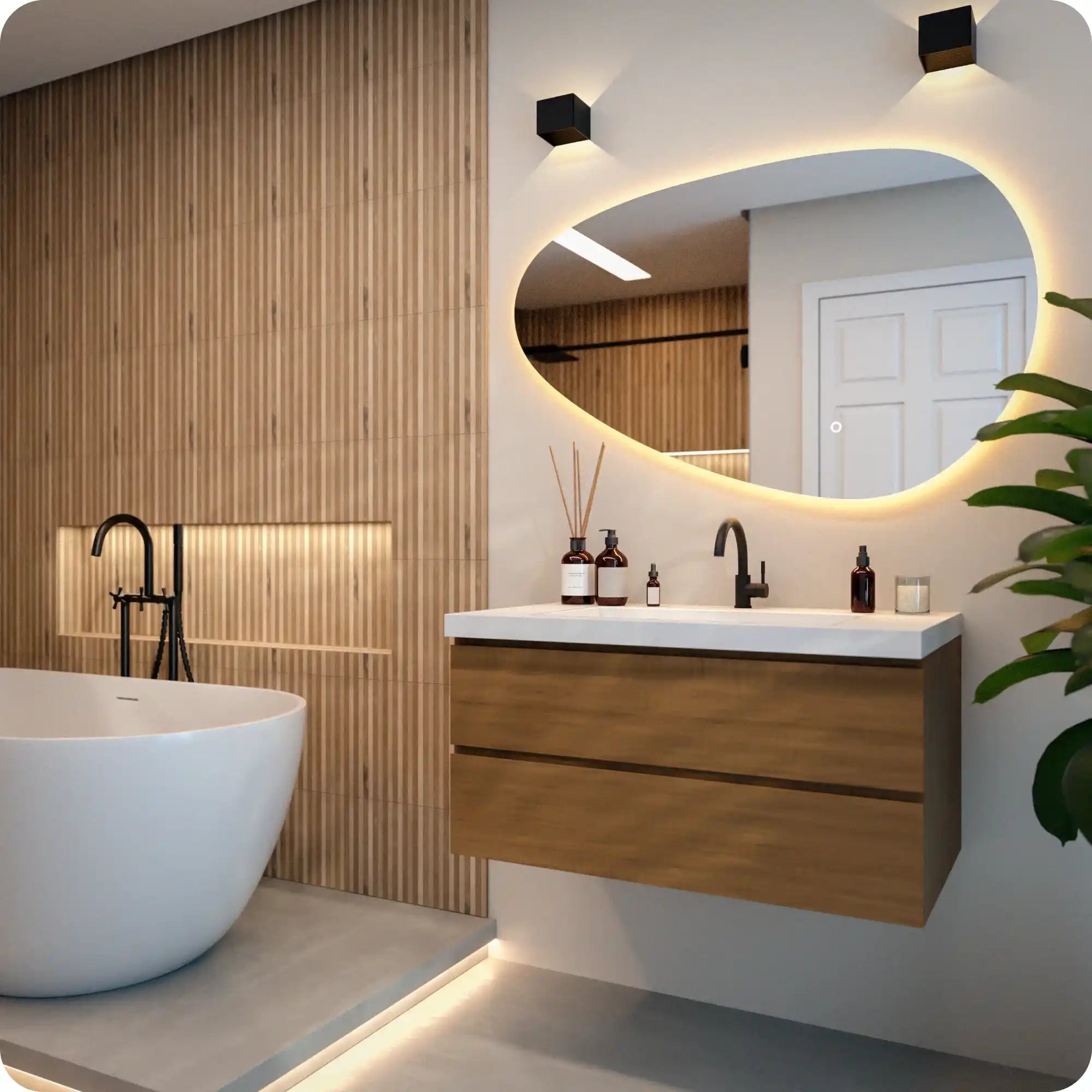 Badrumsspegel - 120x75cm Asymmetrisk - Ramlös - Förbeställa