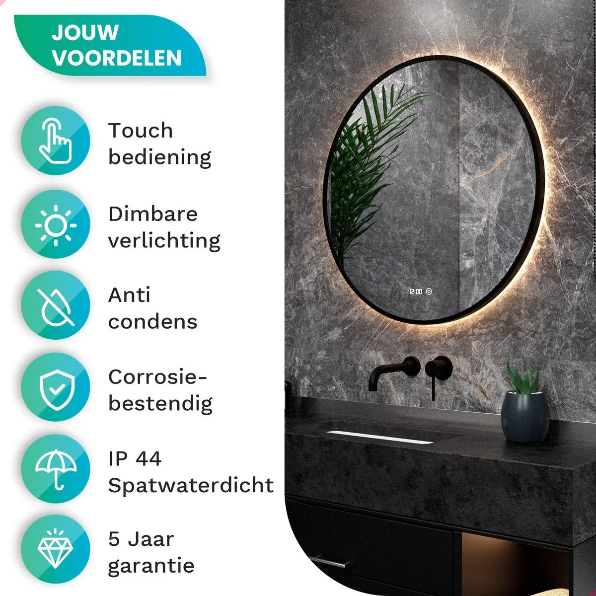 Badrumsspegel - 80cm - Svart Ram