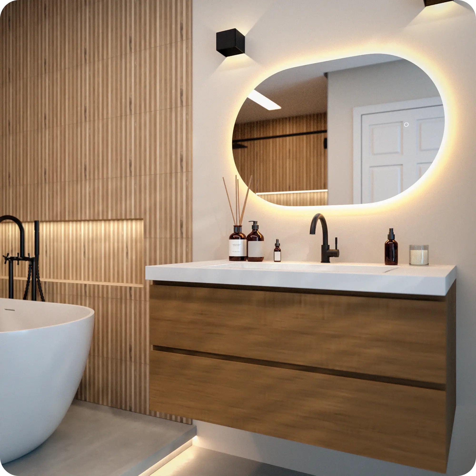 Badrumsspegel - 90x60cm Oval - Ramlös