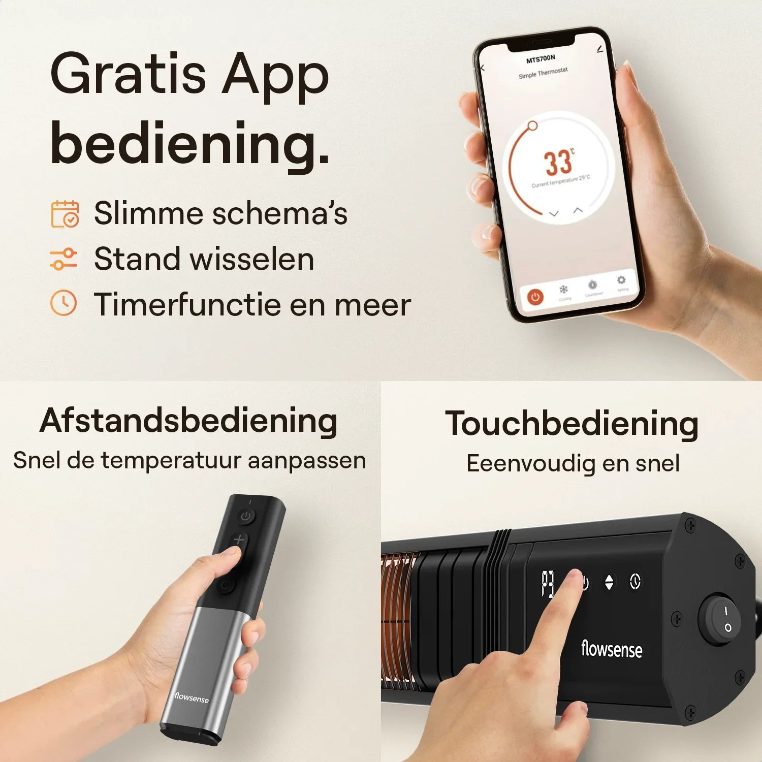 Flowsense infravärmare - Elektrisk hängande terassvärmare