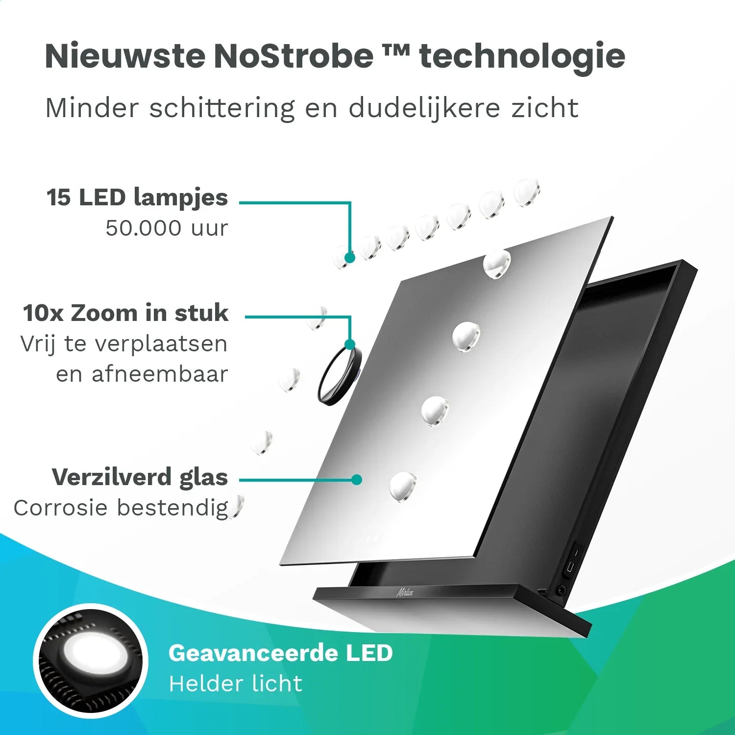 Hollywood Spiegel - Bluetooth Speakers - 58x48cm - Zwart