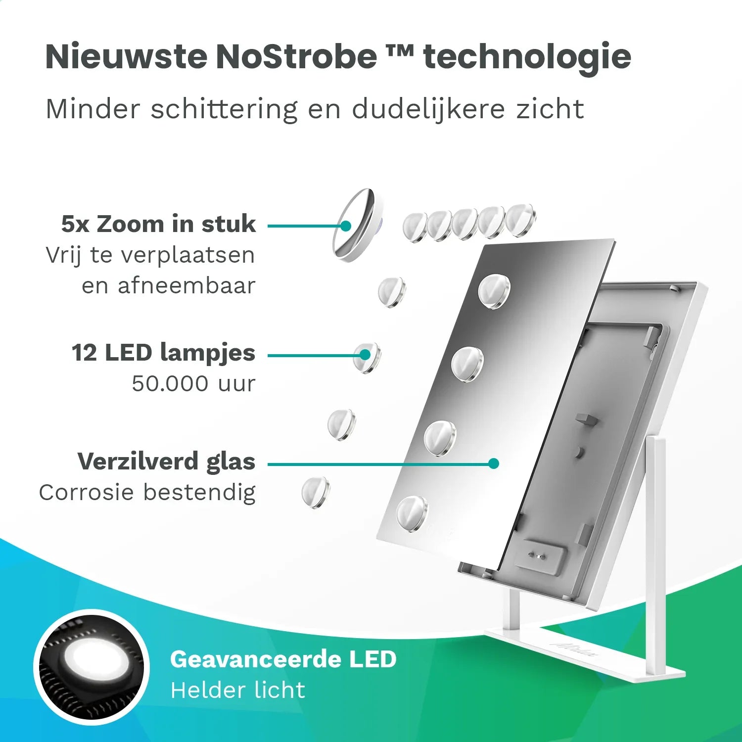 Hollywood Spegel - 44x30cm - Vit