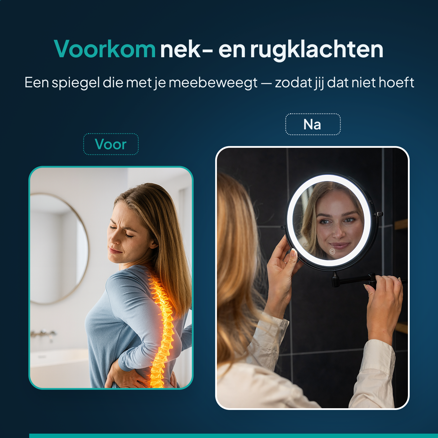 Sminkspegel - Uppladdningsbar - Svart - 1-5x Förstoring
