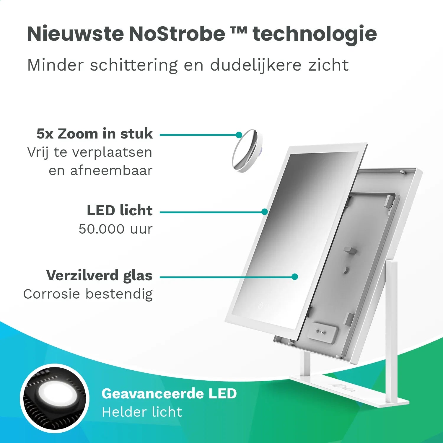 Hollywood Spegel - 44x30cm - Vit - förbeställ - Förbeställa