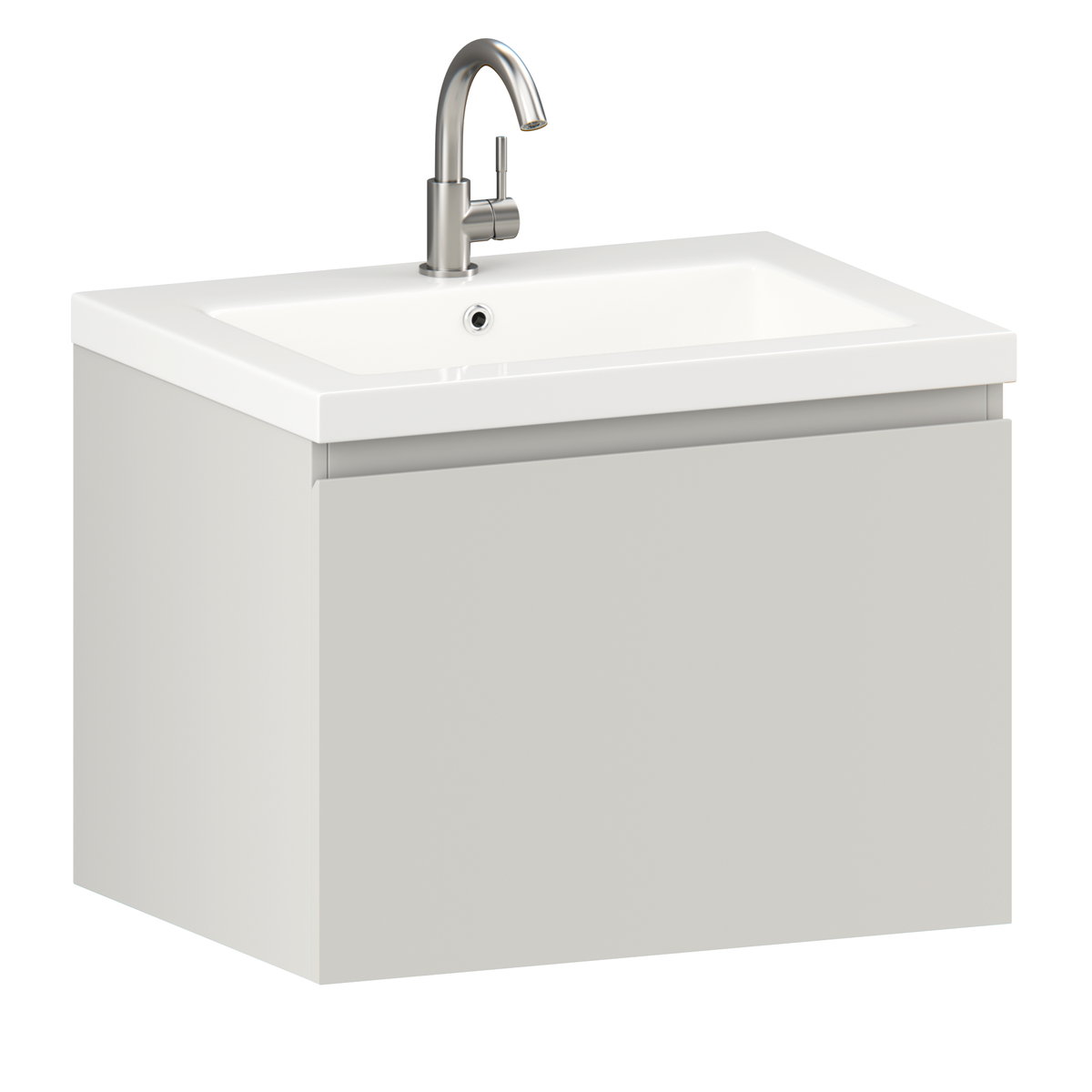 Badrumsmöbel Vino - 60 cm - Taupe - Tvättställ Vit