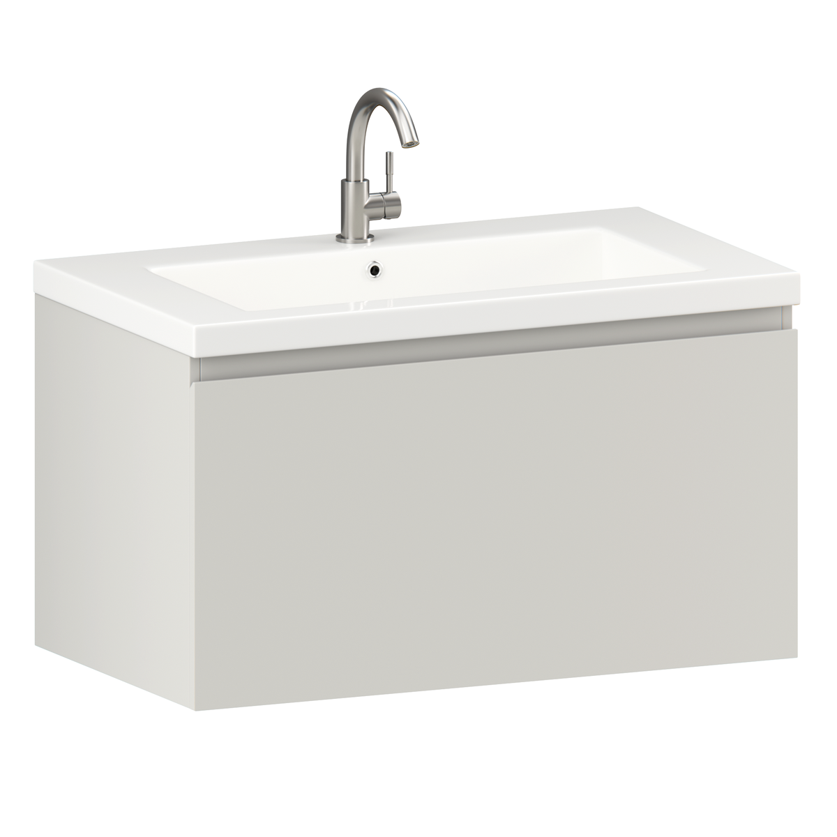 Badrumsmöbel Niko - 80 cm - Taupe - Tvättställ Vit