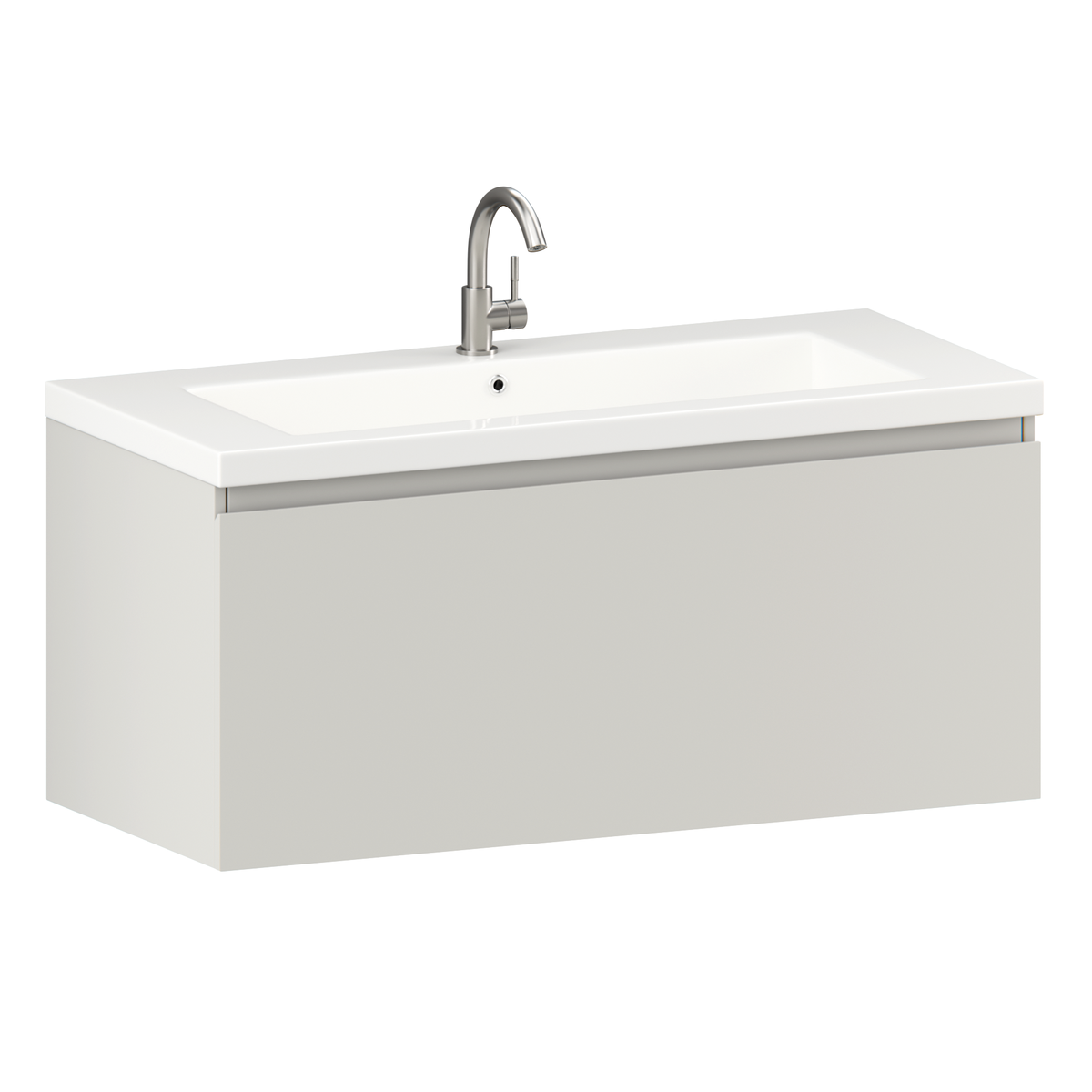 Badrumsmöbel Indy - 100 cm - Taupe - Tvättställ Vit