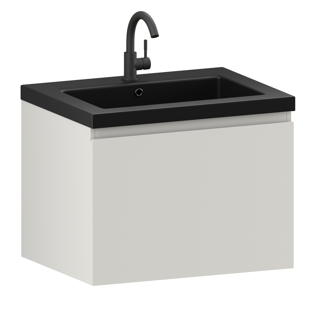 badrumsmöbel Vino - 60 cm - Taupe - tvättställ Svart