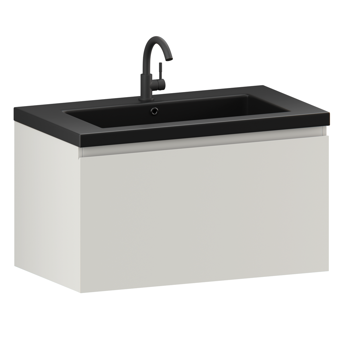Badrumsmöbel Niko - 80cm - Taupe - Tvättställ Svart
