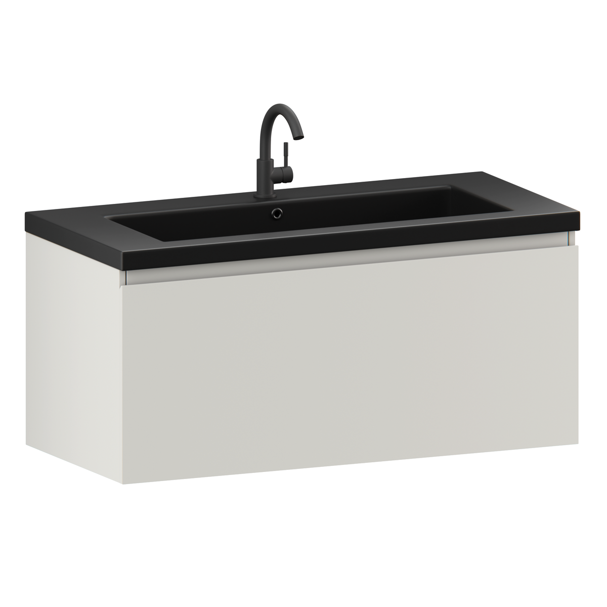 Badrumsmöbel Indy - 100 cm - Taupe - Tvättställ Svart