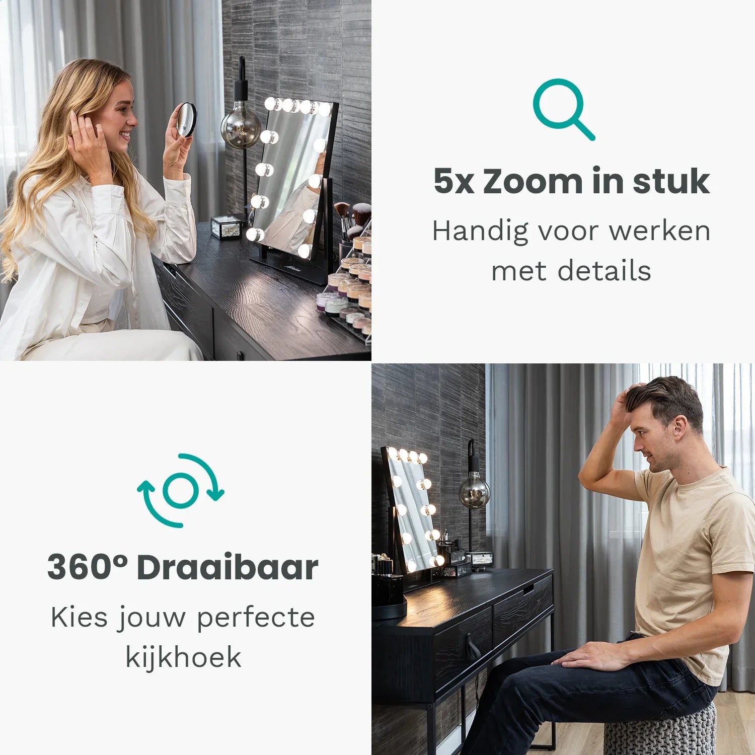 Hollywood Spiegel - 44x30cm - Zwart - Förbeställa