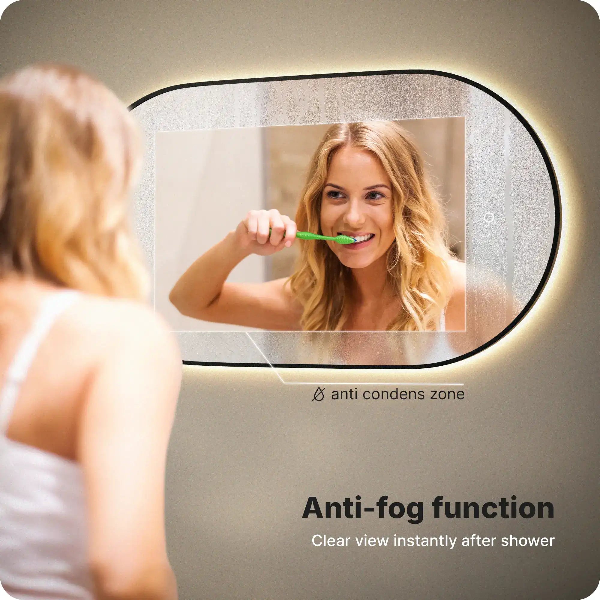 Badrumsspegel - 90x50cm Oval - Svart Ram