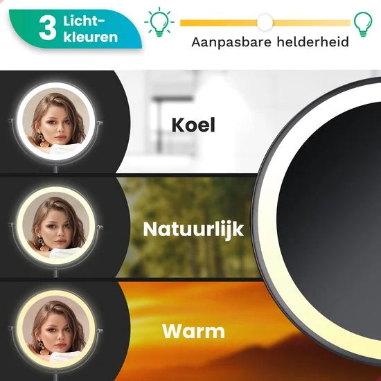 Make-Up Spiegel - Uppladdningsbar - Svart - 1-10x Förstoring