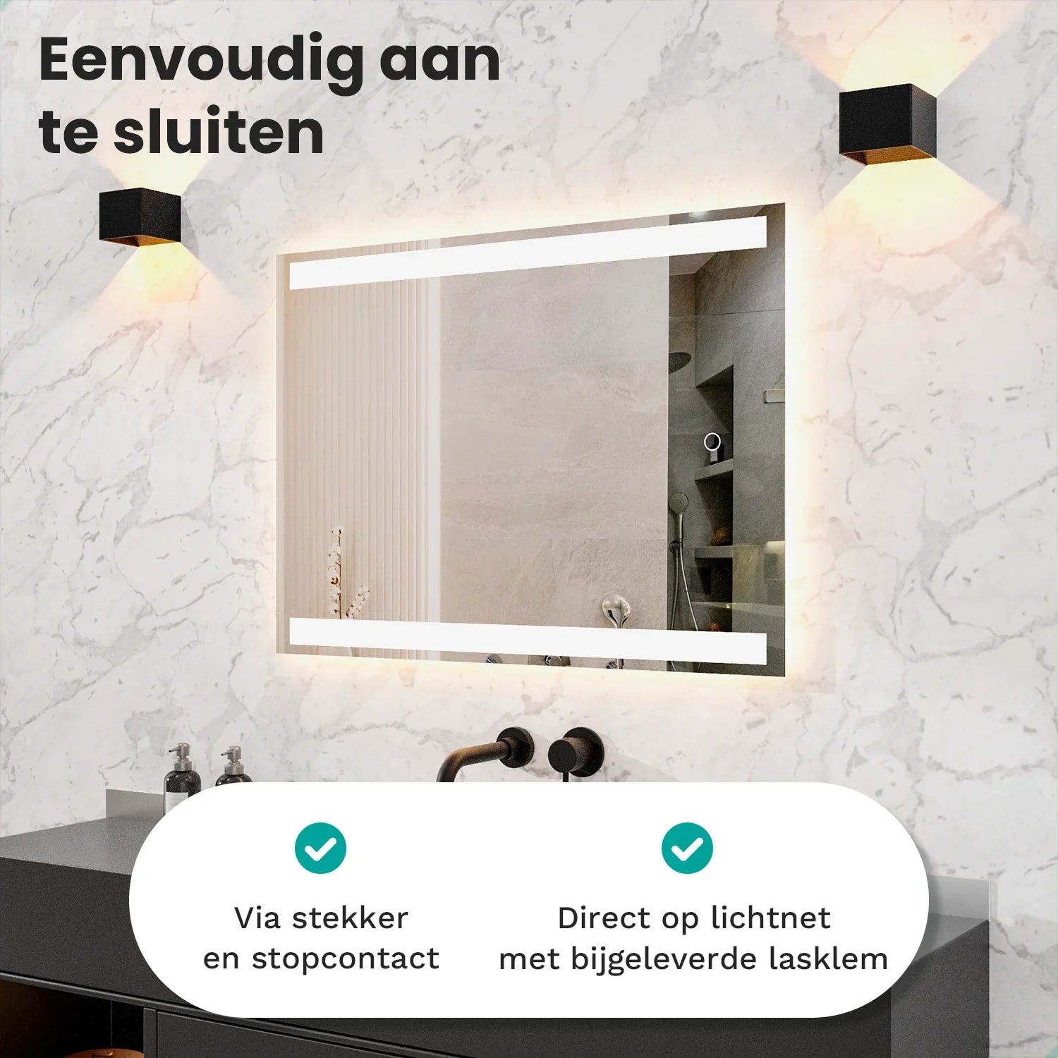 Badrumsspegel - 90x65cm Rektangulär - Ramlös