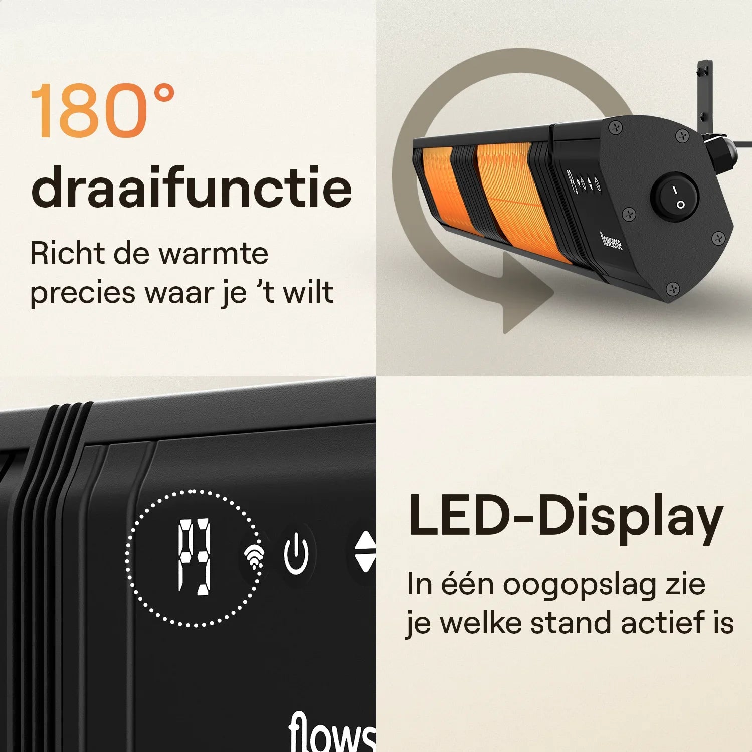 Flowsense infravärmare - Elektrisk hängande terassvärmare