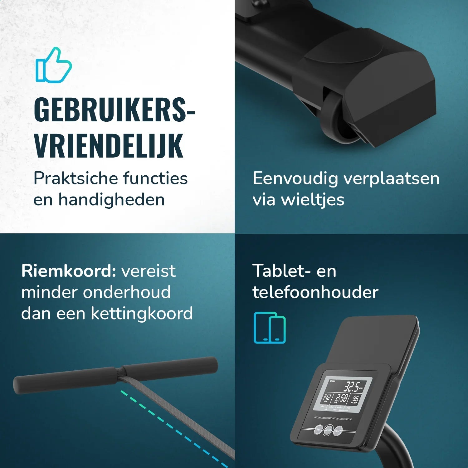 Roddmaskin - 16 motståndsnivåer - LCD-skärm