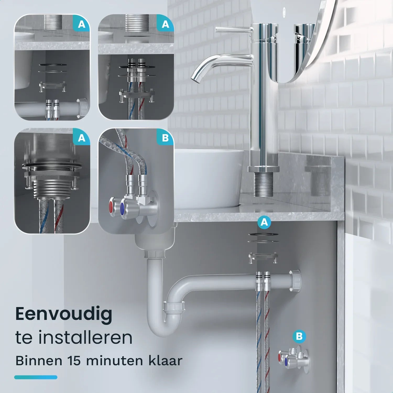 Tvättställsblandare - WC - Krom [HELIOS]